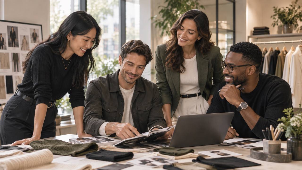 Group of retail professionals working together